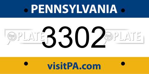 3302 Pennsylvania License Plate