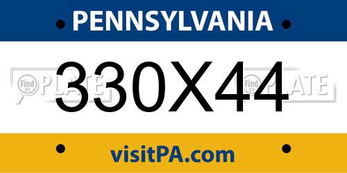 330X44 Pennsylvania License Plate