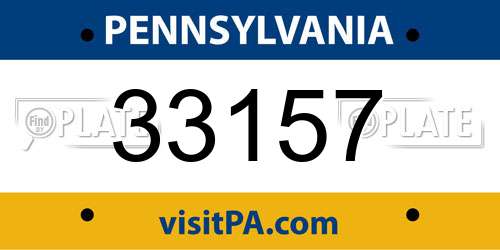 33157 Pennsylvania License Plate