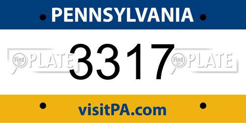 3317 Pennsylvania License Plate