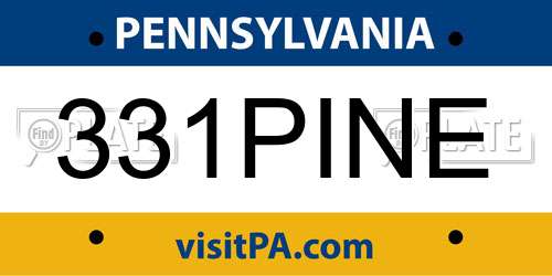 331PINE Pennsylvania License Plate