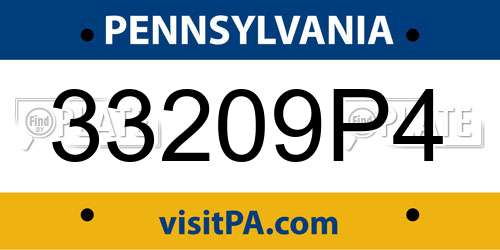 33209P4 Pennsylvania License Plate