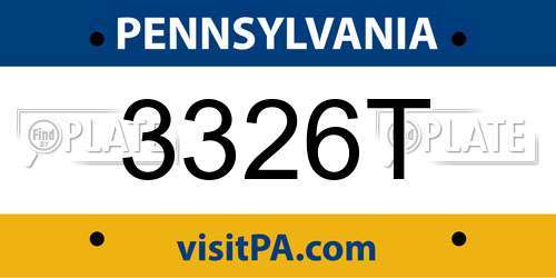3326T Pennsylvania License Plate
