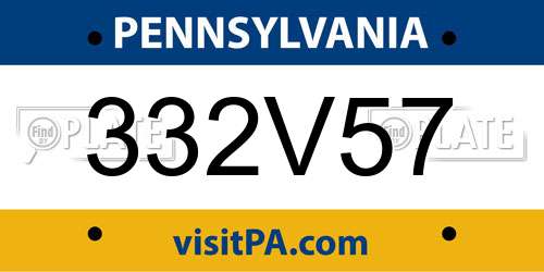332V57 Pennsylvania License Plate