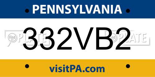 332VB2 Pennsylvania License Plate