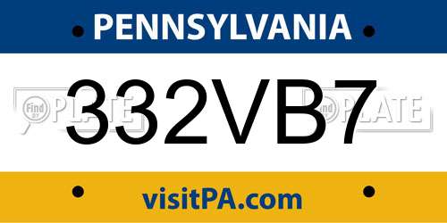 332VB7 Pennsylvania License Plate