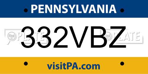 332VBZ Pennsylvania License Plate