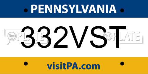 332VST Pennsylvania License Plate