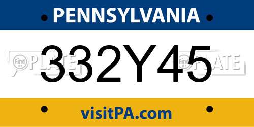 332Y45 Pennsylvania License Plate