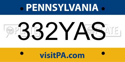 332YAS Pennsylvania License Plate