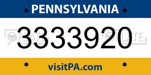 3333920 Pennsylvania License Plate
