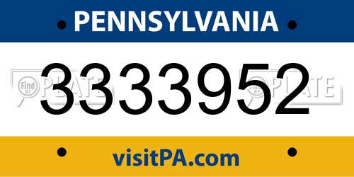 3333952 Pennsylvania License Plate