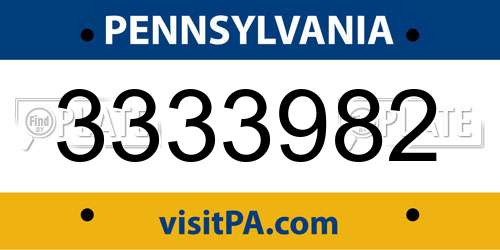 3333982 Pennsylvania License Plate
