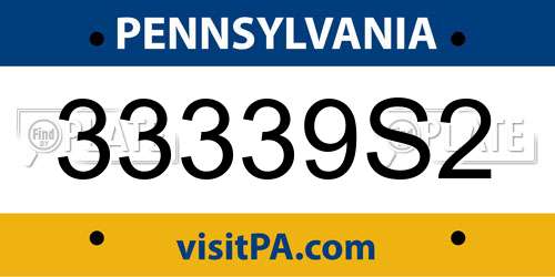 33339S2 Pennsylvania License Plate