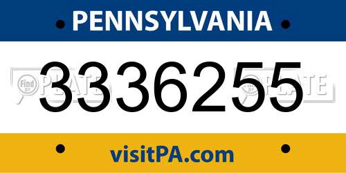 3336255 Pennsylvania License Plate