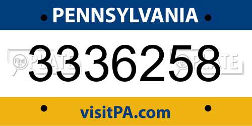 3336258 Pennsylvania License Plate