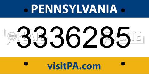 3336285 Pennsylvania License Plate