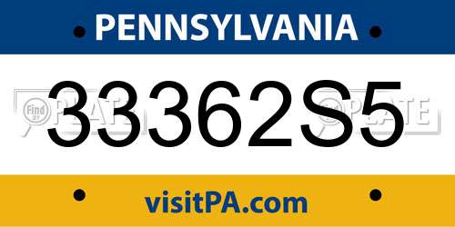 33362S5 Pennsylvania License Plate