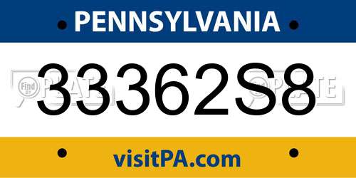 33362S8 Pennsylvania License Plate