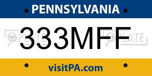 333MFF Pennsylvania License Plate