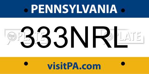 333NRL Pennsylvania License Plate