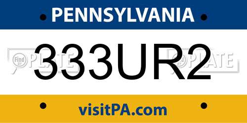 333UR2 Pennsylvania License Plate