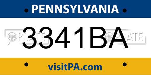 3341BA Pennsylvania License Plate