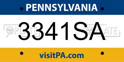 3341SA Pennsylvania License Plate