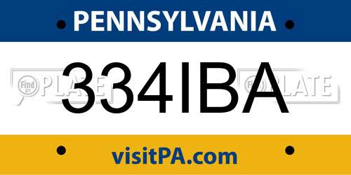 334IBA Pennsylvania License Plate