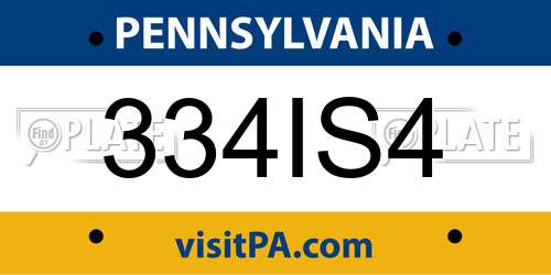 334IS4 Pennsylvania License Plate