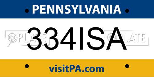 334ISA Pennsylvania License Plate