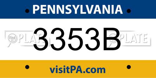 3353B Pennsylvania License Plate