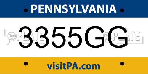 3355GG Pennsylvania License Plate