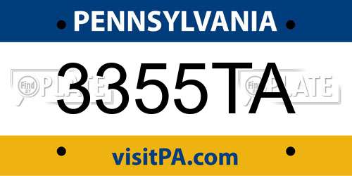 3355TA Pennsylvania License Plate