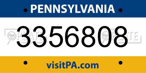 3356808 Pennsylvania License Plate