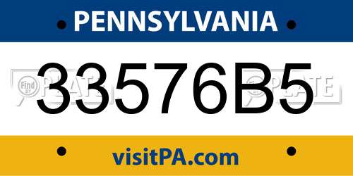 33576B5 Pennsylvania License Plate