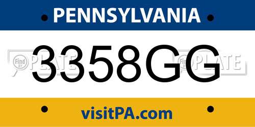 3358GG Pennsylvania License Plate
