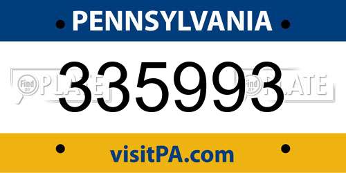 335993 Pennsylvania License Plate