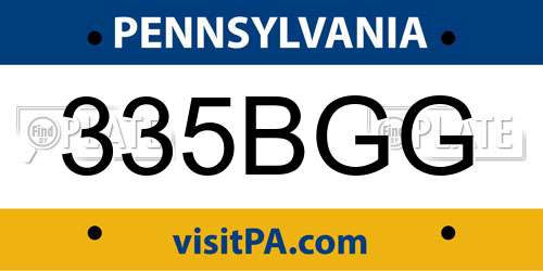 335BGG Pennsylvania License Plate
