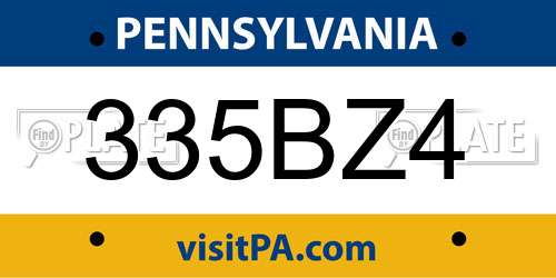 335BZ4 Pennsylvania License Plate