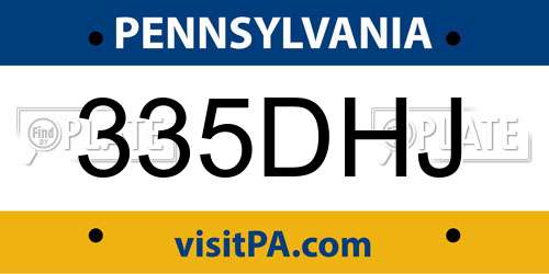 335DHJ Pennsylvania License Plate