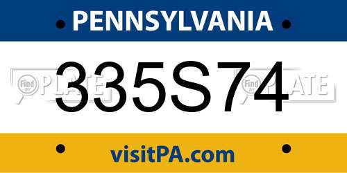 335S74 Pennsylvania License Plate