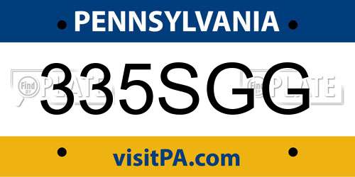 335SGG Pennsylvania License Plate