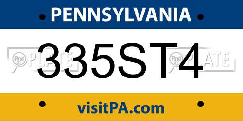 335ST4 Pennsylvania License Plate