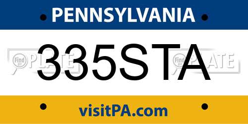 335STA Pennsylvania License Plate