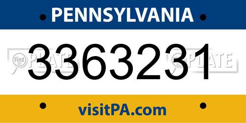 3363231 Pennsylvania License Plate