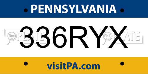 336RYX Pennsylvania License Plate