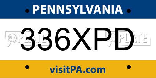 336XPD Pennsylvania License Plate