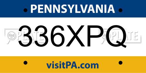 336XPQ Pennsylvania License Plate