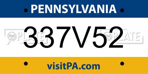 337V52 Pennsylvania License Plate